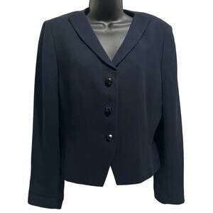 Albert Nipon - Size 10 - Dark Navy Blazer - 3 Geometric Button
